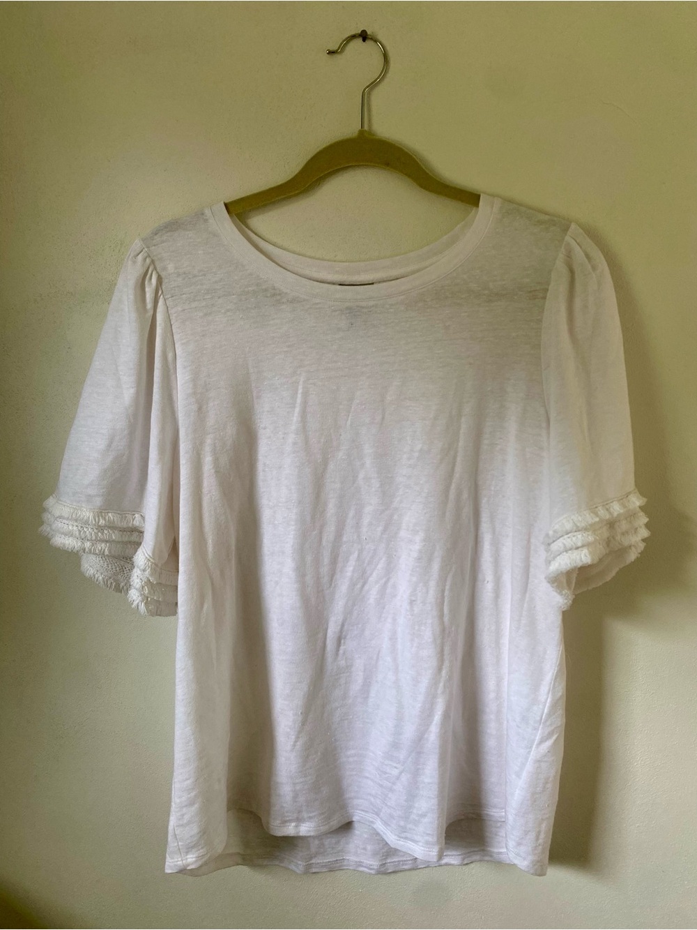 Chicos Women's White Fringe Tee, L